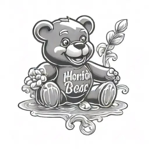 Haribo Gummy Bear with Haribro written underneath it tattoo design idea