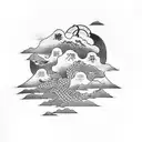 Japanese clouds, black bold pattern on arm tattoo design idea