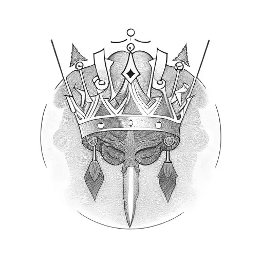 kings crown with pike through the top tattoo design idea