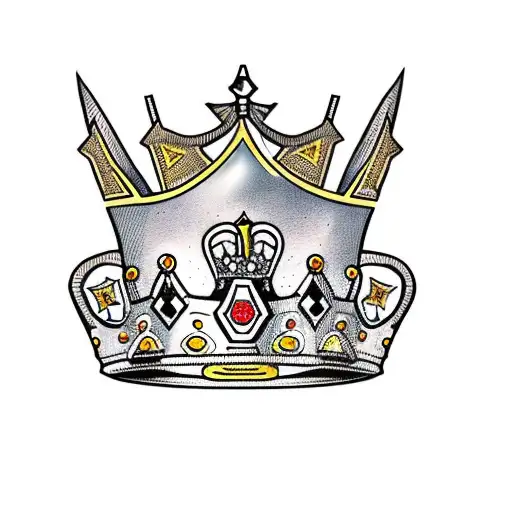 kings crown with pike through the center tattoo design idea