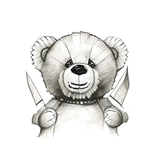 teddy bear with bandaid tattoo design idea