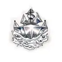 burning ship tattoo design idea