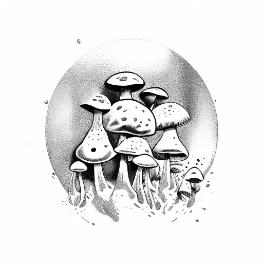 circular underside of a mushroom emphasising the pores tattoo design idea