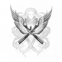 Bold cross with wings.  Add white cancer ribbon in the middle tattoo design idea