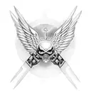 Bold cross with wings.  Add white cancer ribbon in the middle tattoo design idea