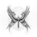 Bold cross with wings.  Add white cancer ribbon in the middle tattoo design idea