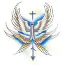 Bold christian cross with wings.  Add white cancer ribbon in the middle tattoo design idea