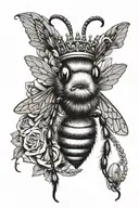 queen bee wearing crown adorned tattoo design idea