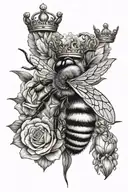 queen bee wearing crown adorned tattoo design idea