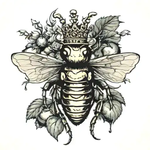 a hornet wearing a crown on an Apple  tattoo design idea
