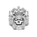 King's Crown with grim reaper and clock tattoo design idea