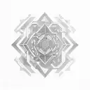 A black-grey tattoo of a geometric labyrinth inspired by the myth of Theseus and the Minotaur tattoo design idea