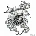 combination of cancer, pisces, leo and libra zodiac sign tattoo design idea