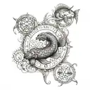 combination of cancer, pisces, leo and libra zodiac sign tattoo design idea