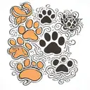 cat paw print, dog paw print, rat paw print tattoo design idea