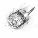 Thor's hammer with lightning, done in black and white, using a straight scar on my arm as the handle of the hammer tattoo design idea