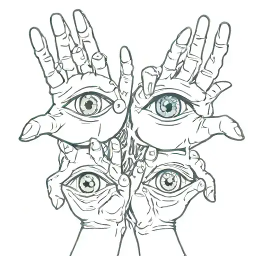 Kokushibo eyes 1 moon eyes all over the hand holding tattoo design idea