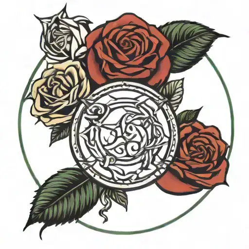 roses lilith sigil tattoo circle moon tattoo design idea