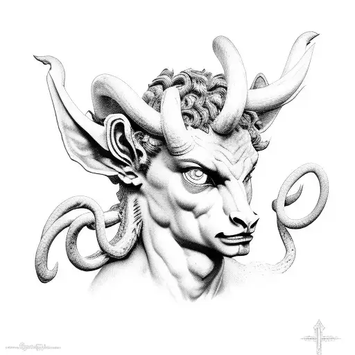 Satyr in graveyard tattoo design idea