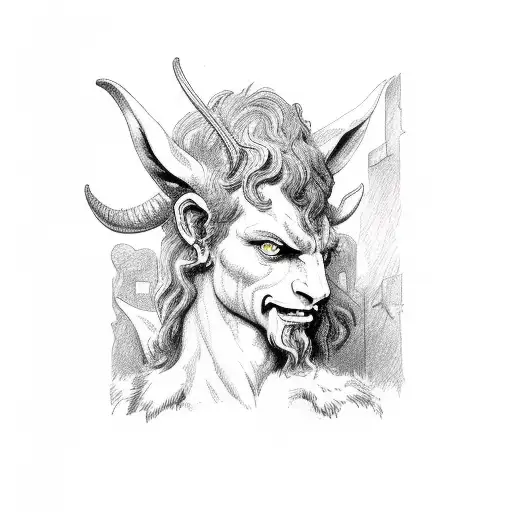 Satyr in a graveyard  tattoo design idea