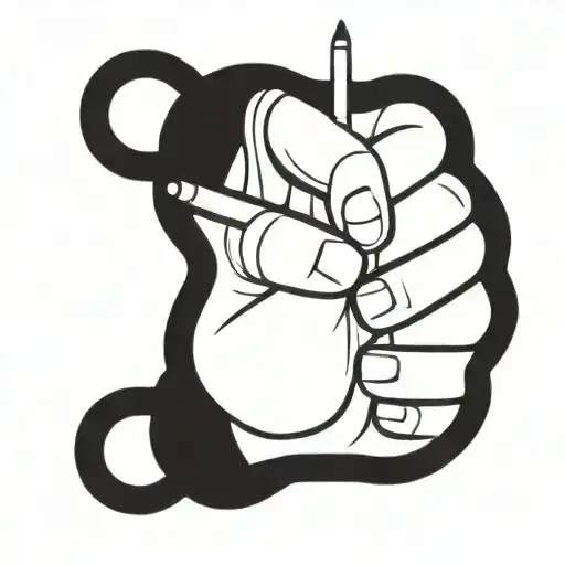 A simple Hand spinning a pen on its thumb tattoo design idea