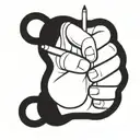 A simple Hand spinning a pen on its thumb tattoo design idea
