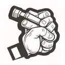 A simple Hand spinning a pen on its thumb tattoo design idea