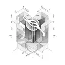 A stock market graph forming a heart shape with a music note at its center tattoo design idea