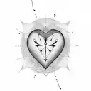 A stock market graph forming a heart shape with a music note at its center tattoo design idea