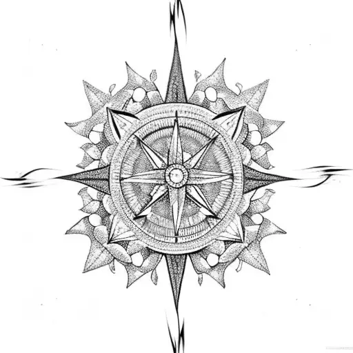 An eye-catching compass intertwined with delicate floral patterns, symbolizing the client's love for exploration and nature tattoo design idea