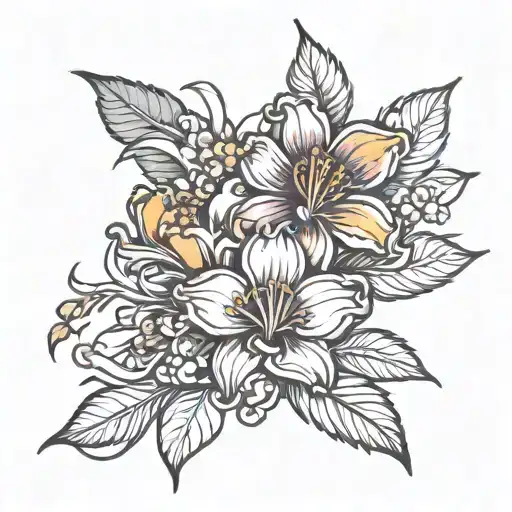 August October December birth flower tattoo design idea