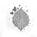 fingerprint pinetree tattoo design idea