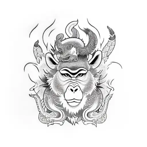 Monkey, Rat, Rabbit, Rooster, Horse, Dragon, buffalo tattoo design idea