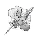 hunger games bow and arrow with flowers  tattoo design idea