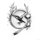 hunger games bow and arrow with flowers  tattoo design idea