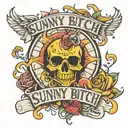sunny bitch text tattoo design idea