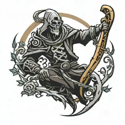 dota 2 life philosophy death with a scythe tattoo design idea