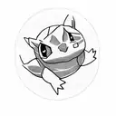 Bulbasaur, charmander and Squirtle surrounding a pokeball tattoo design idea