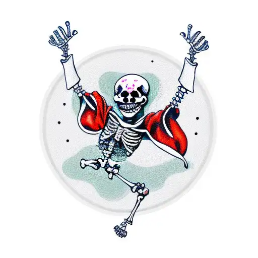 dancing skeleton jester tattoo design idea