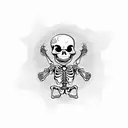 Dancing skeleton with jester tattoo design idea