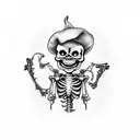 Dancing skeleton with jester tattoo design idea