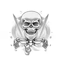 Dancing skeleton with jester tattoo design idea