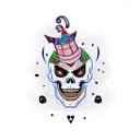 dancing skeleton jester tattoo design idea