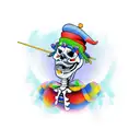 dancing skeleton jester tattoo design idea