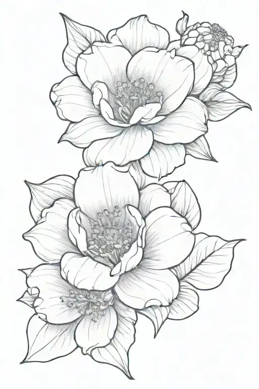 February, may, April, July birth flowers tattoo design idea