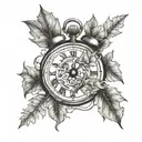 Stop Clock with leaves falling tattoo design idea