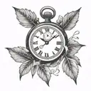 Stop Clock with leaves falling tattoo design idea