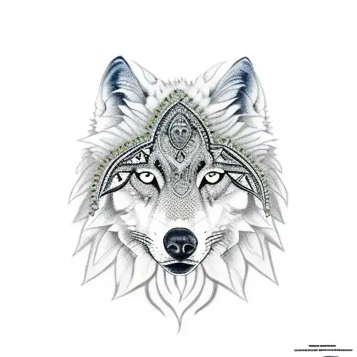 indian with wolf tattoo design idea