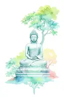 buddha temple with tree tattoo design idea