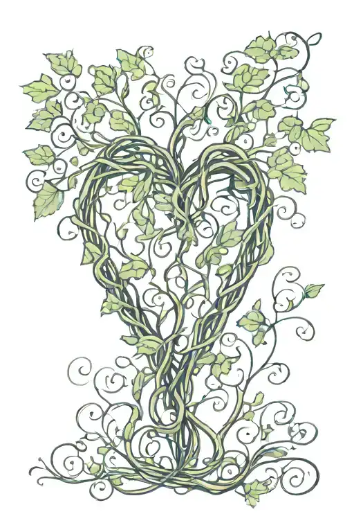 vines wrapped tightly with a heart in the middle tattoo design idea